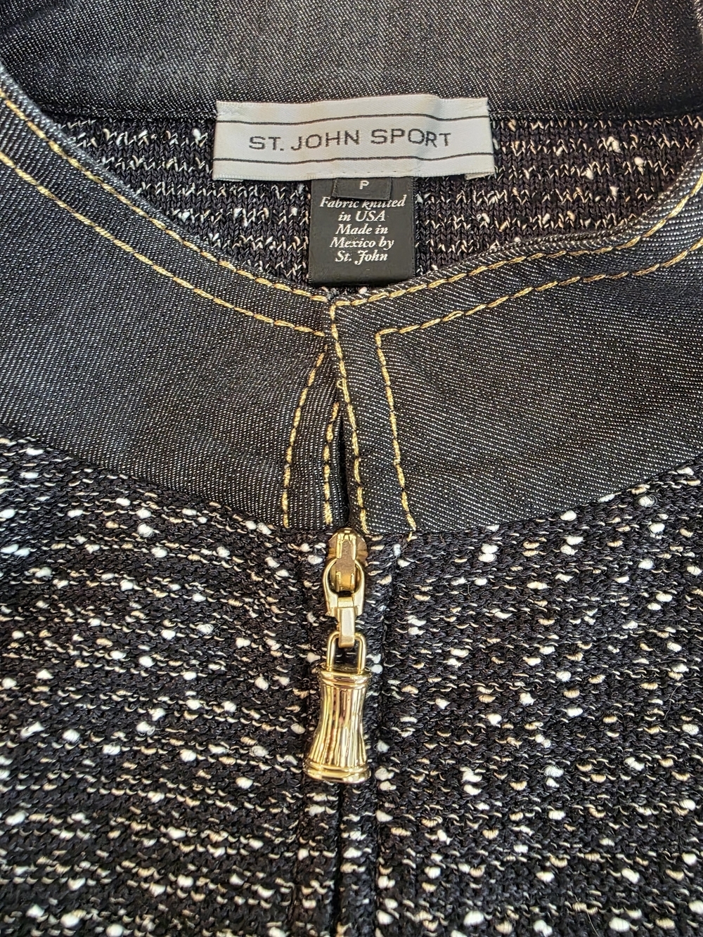 St John Sport Vintage Wool Blend Zip Cardigan Shell Set Black Flecked Size P/S - Picture 14 of 15